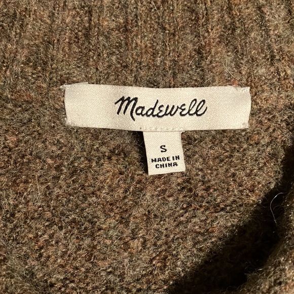 Madewell Women’s Crop Pink/Cream/Brown Alpaca Wool Blend 1/2 Zip Sweater S - Picture 10 of 11